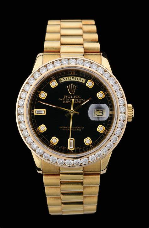 black face gold rolex|18k gold Rolex with diamonds.